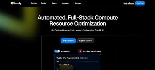 Densify platform highlighting cloud and container optimization for AWS cost control.
