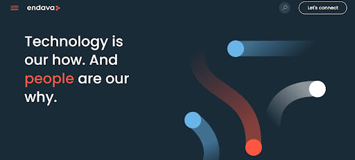 Endava website focused on tech solutions and digital transformation for businesses.