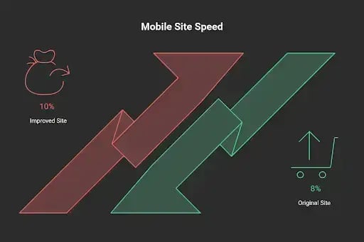 Illustration showing the impact of mobile site speed on retail performance
