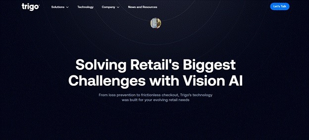 Trigo platform banner showing AI solutions for retail operations and store automation.
