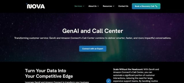 Nova GenAI and Amazon Connect architecture for scalable enterprise call center automation.