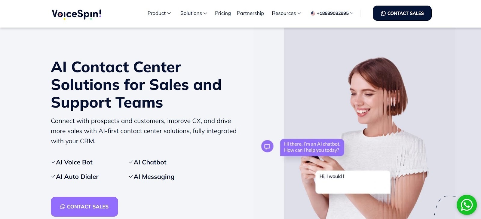 VoiceSpin AI voice bots and dialers for inbound and outbound contact center operations.