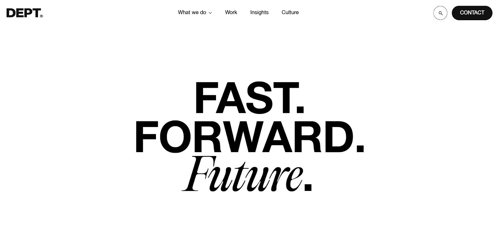 Dept digital agency offering services for commerce, design, and technology